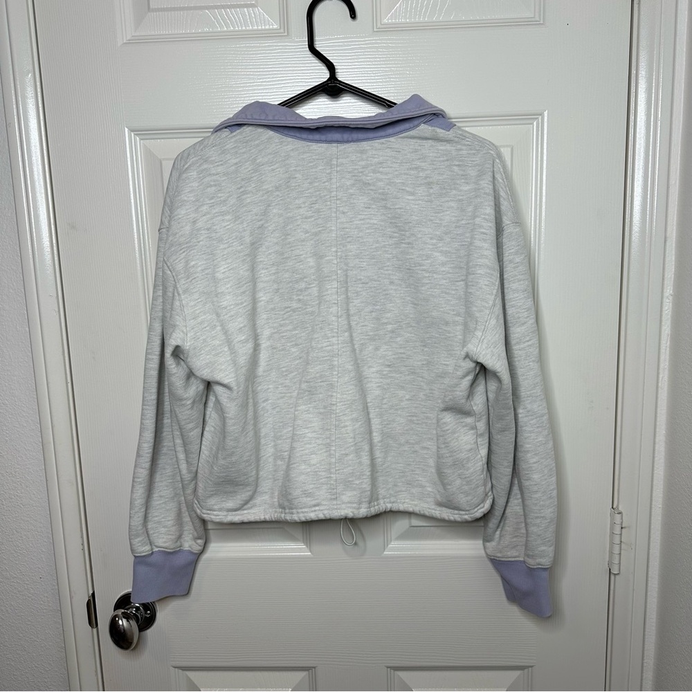 Staud Alys colorblock cotton-blend half-zip sweatshirt Heather Grey Size Medium - Picture 3 of 16